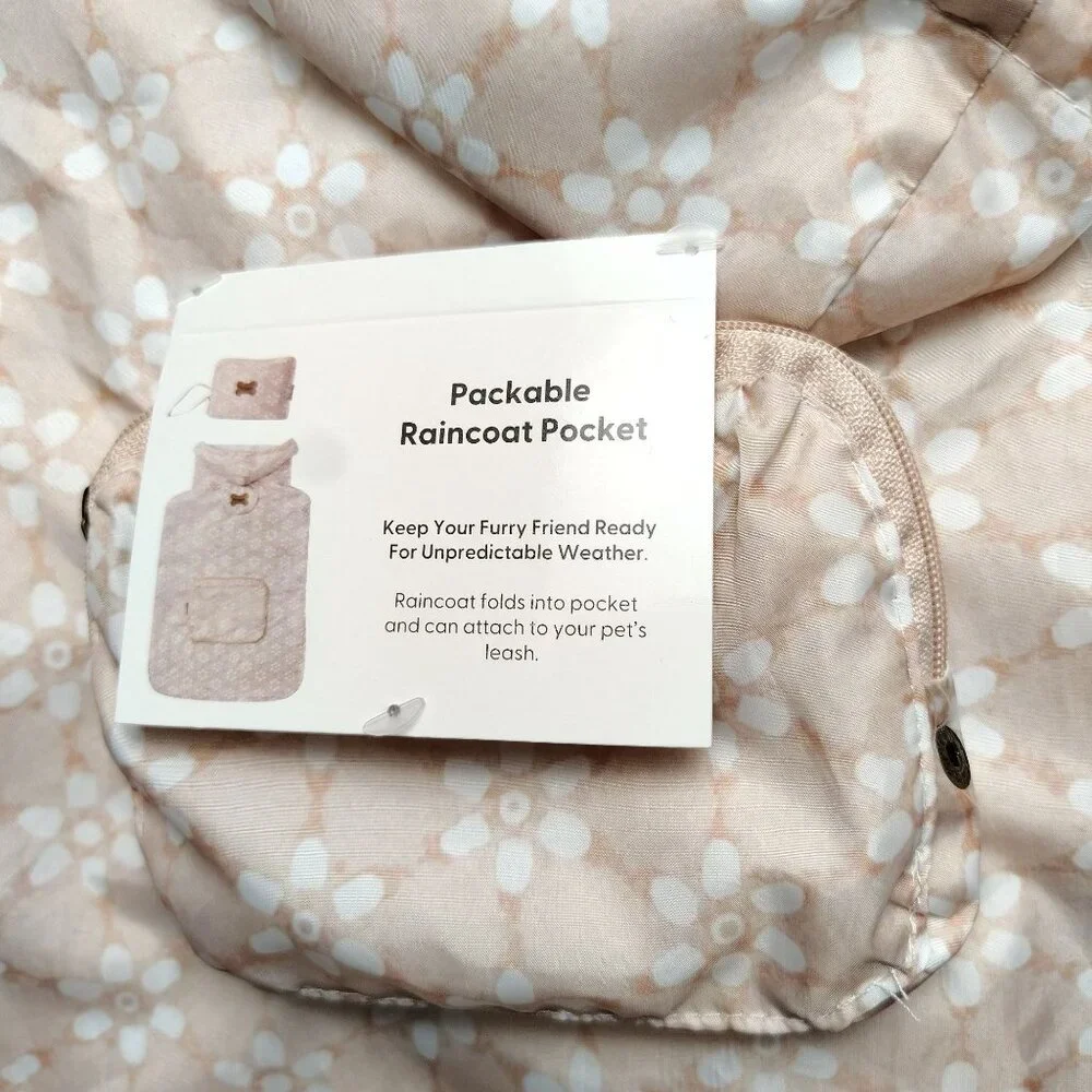 Koolaburra By UGG Packable Small Dog York Beige Daisy Print Raincoat with Pocket
